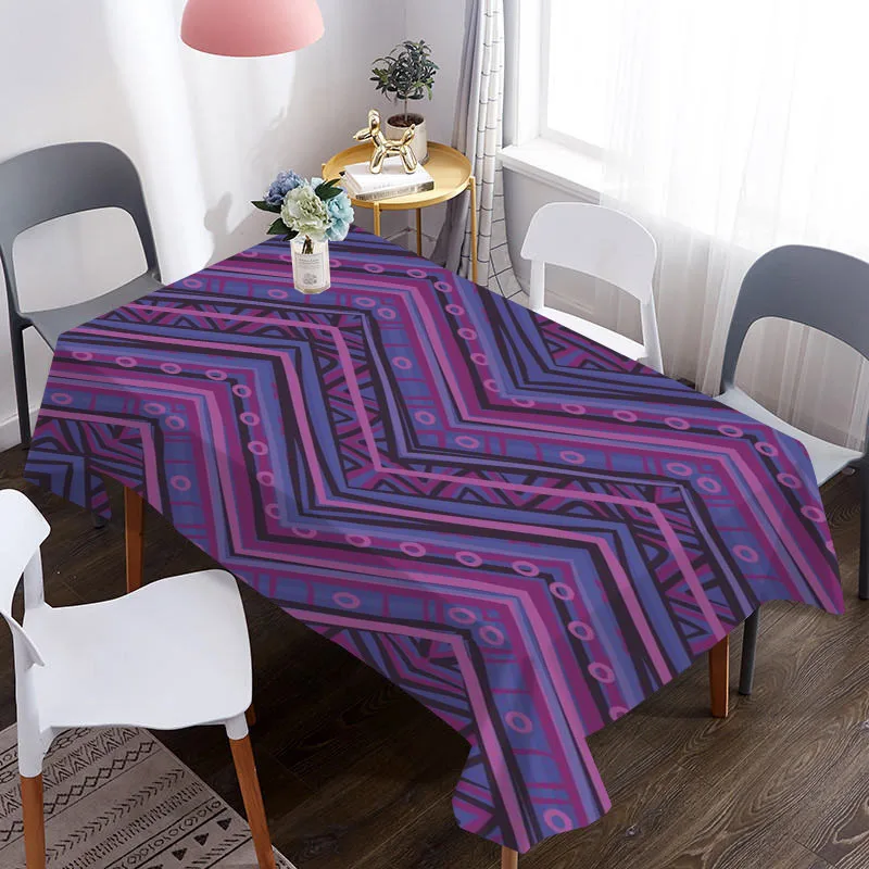 

3D Tablecloth Bohemian Stripes Pattern Waterproof Coffee Table Cloth Oxford Fabric Table Cover Wedding Decoration Picnic Blanket