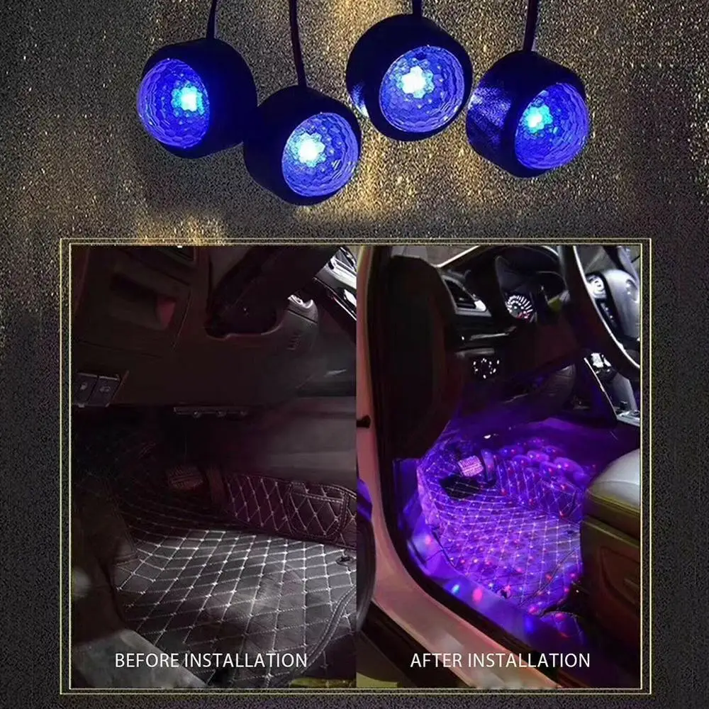 

USB Car LED Atmosphere Lamp Sound Control Interior Colorful Ambient Interior Auto Light Ambient Star Light Decoration O8S2