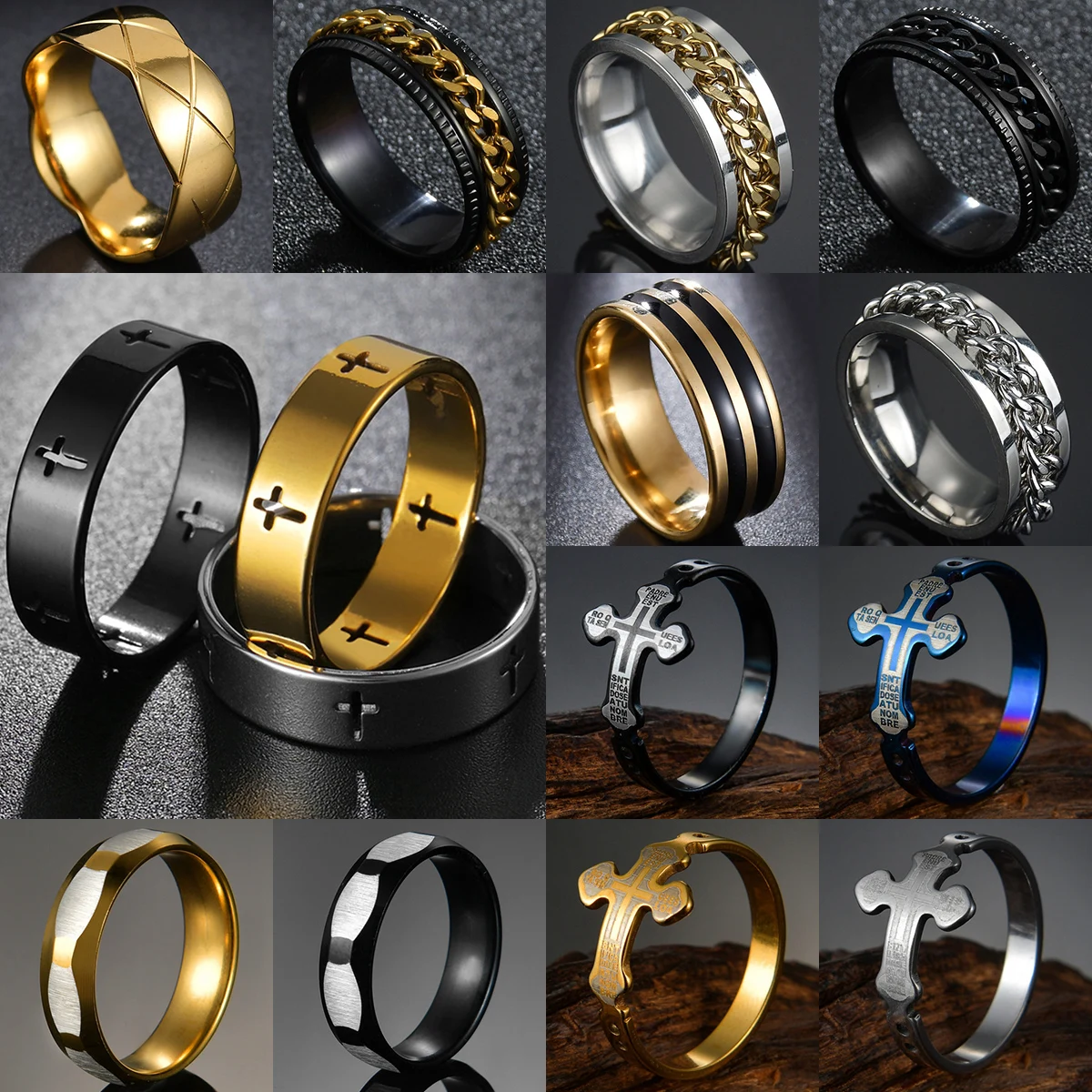 Новинка 2021 модное золотое серебристое черное из нержавеющей стали в стиле панк