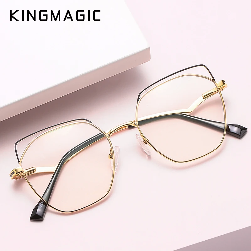 

KINGMAGIC Anti Blue Light Blocking Glasses Rectangle Metal Anti Eyestrain Men And Women Square Computer Goggles Eye Protection
