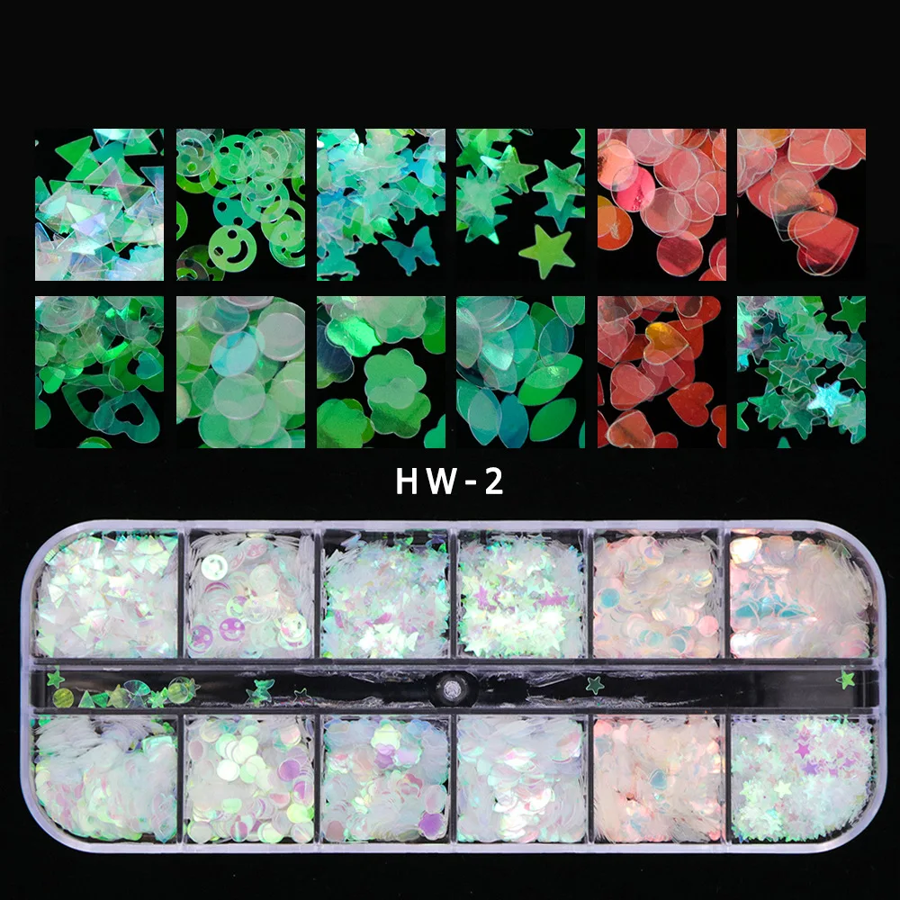 

Summer Nail Polish Transparent Color Nail Patch Laser Love Heart-shaped Star Sequins Manicure Art Decoration Nail Nail Charms