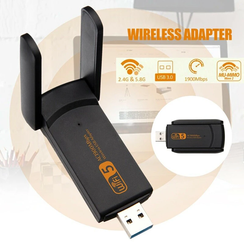 

1900Mbps Wireless USB 3.0 WLAN Adapter Dual Band Antenna Laptop PC 81.5*40.5*14.5MM
