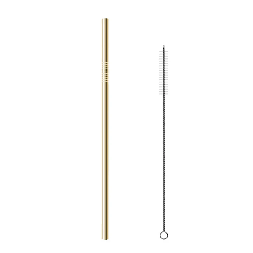 U-Gold 2pc 2 шт/4 шт красочные соломинки из нержавеющей стали прямые и изогнутые многоразовые фильтры с кистью DIY чайные, кофейные инструменты - Цвет: U-Gold 2pc