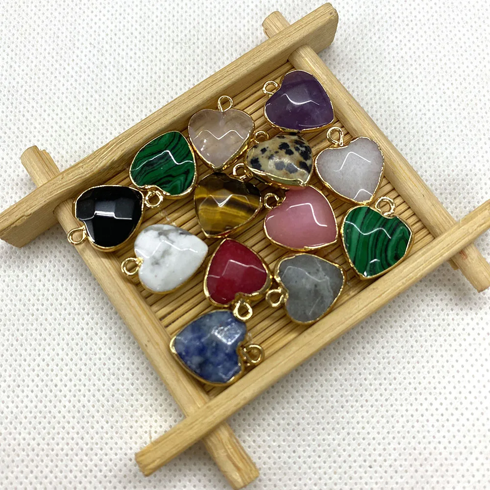 

1 Pcs/pack Natural Stone Heart Pendant Turquoise Tiger Eye Stone for DIY Charm Jewelry Making Necklace Bracelet Pendant 15x18 Mm