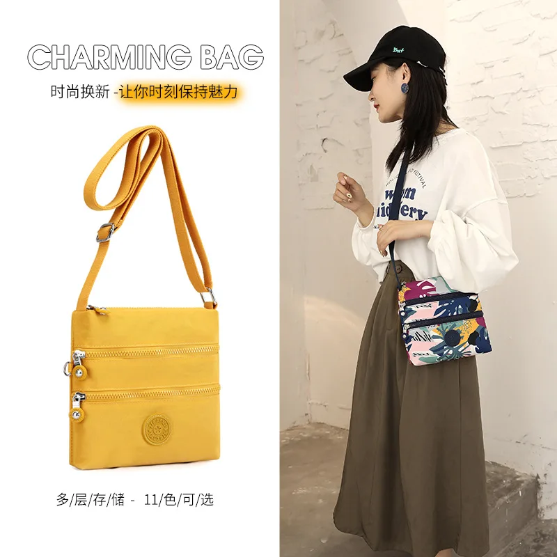 

new ladies shoulder messenger all-match outdoor travel commuter handbag lightweight waterproof nylon cloth bag small square bag