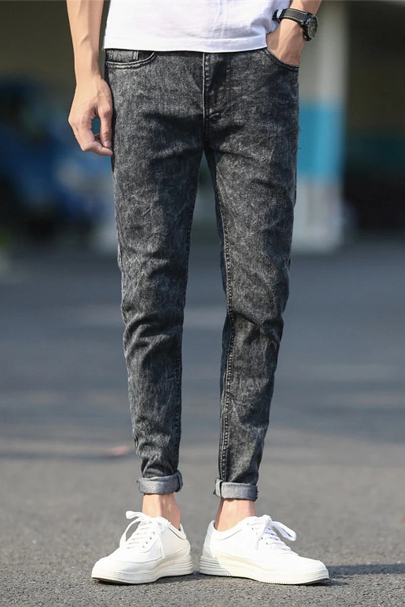 2019 CHOLYL Men's Skinny Jeans Gray Denim New Fashion Men Pencil Pants Slim Long | Мужская одежда
