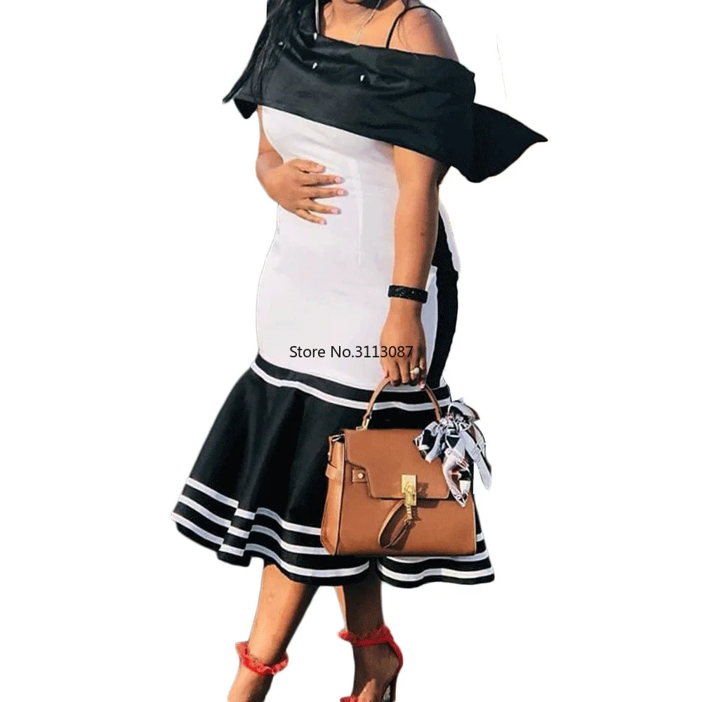 

New Arrival 2021 Summer Fashion Style African Women Short Sleeve Knee-length Dress African Dresses for Women American Clothing
