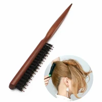 1pcs professional salon teasing back hair brushes boar bristle wood slim line comb hairbrush extension hairdressing stylingtools