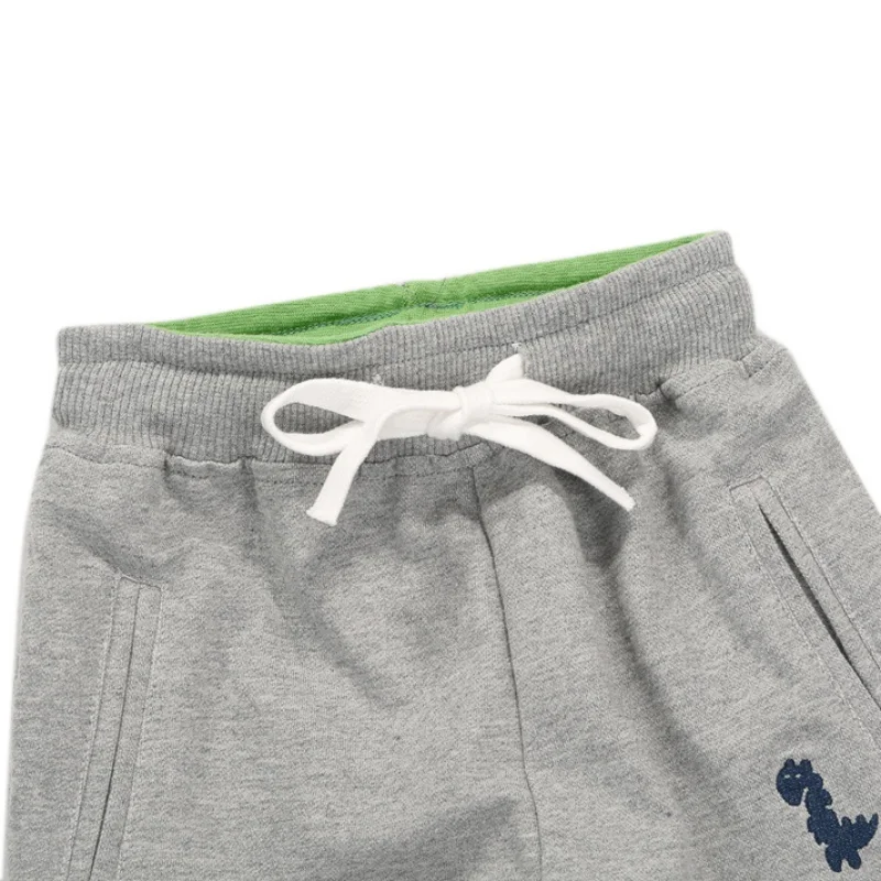 Осенние однотонные хлопковые длинные штаны с принтом для маленьких мальчиков