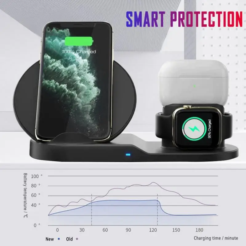 Быстрое беспроводное зарядное устройство 3 в 1 держатель док-станции iWatch зарядная