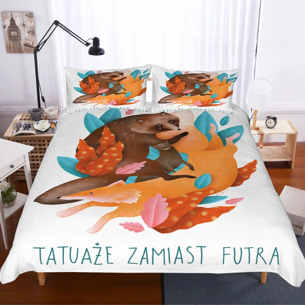 Зимние Постельное белье с мультипликационным принтом Лиса изображением акулы