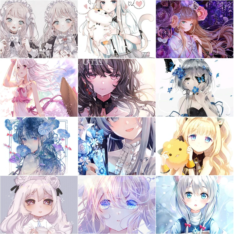 

Diamond Embroidery Cartoon Portrait Hanmade Diamond Painting Japanese Anime Girls Diamond Painting Rhinestone Mosaic Wall Poster