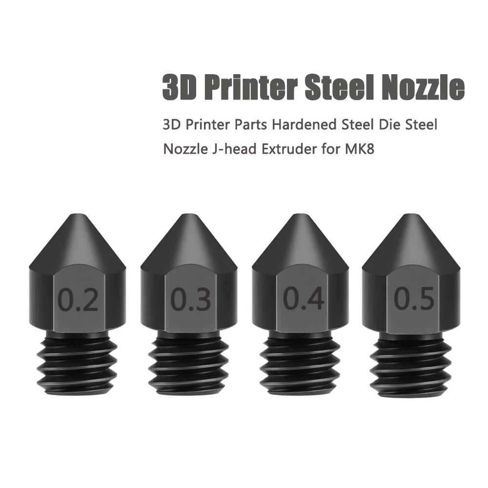 

MK7 MK8 Nozzle Super Hard Steel Mold Corrosion-Resistant Extruder Threaded 1.75mm 0.2mm 0.4mm 3D Printer for Ender 3