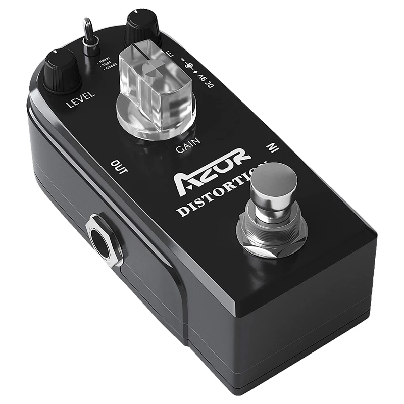 

AZOR Distortion Guitar Pedal Effect 3 Modes Natural, Tight, Classic with True Bypass Black AP-302 Guitar Accessories
