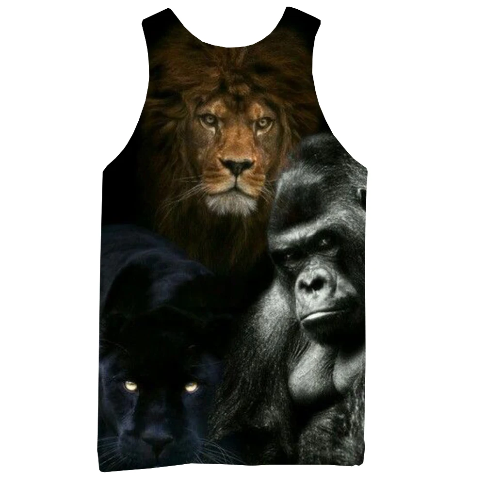 Майка мужская с 3D-принтом крутая безрукавка рисунком Львов жилет графическим