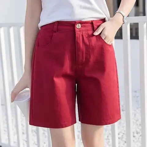 

Plus Size 3XL Women Shorts Candy Color Cotton Pocket Straight Feminino Female Clothing Ladies Casual Khaki Short Femme