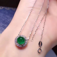 elegant silver plated round cut green crystal pendant necklace charming gems necklace wedding jewelry anniversary banquet gifts