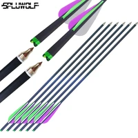 12pcs carbon bow and arrow for hunting crossbow bolts 8 8mm spine 400 archery shooting