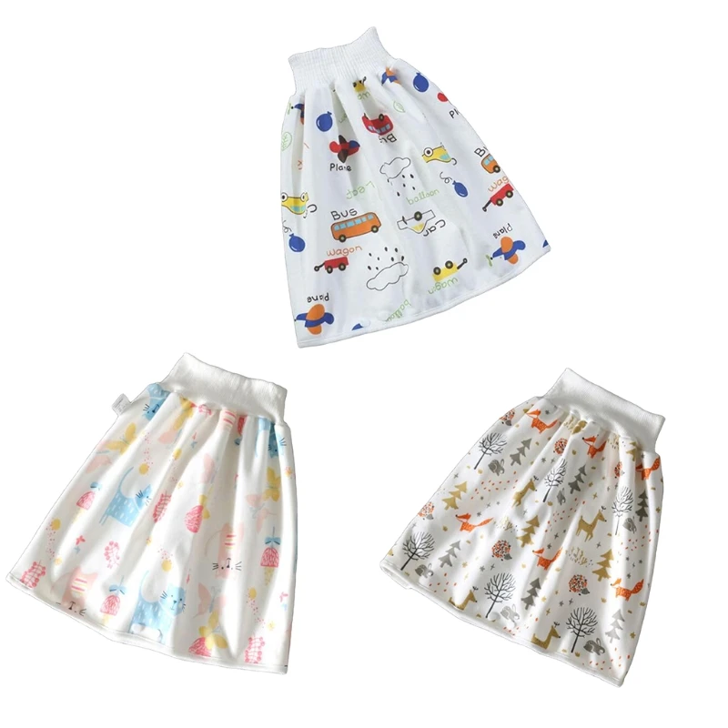 

H05C Newborn Baby Waterproof Cotton Training Pants Cloth Animal Print Diaper Skirt