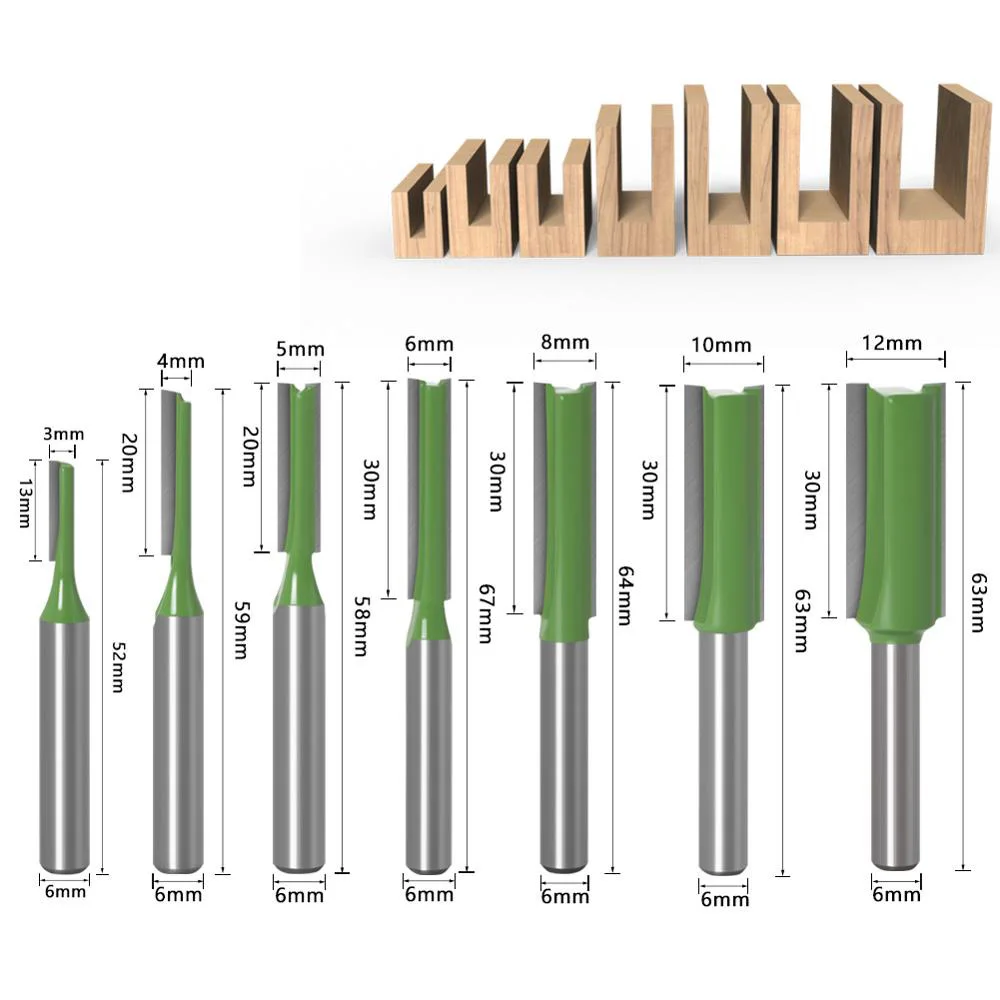1/4 Shank Wood Carving Milling Cutter with Single/Double Flute Straight Bit - Tungsten Carbide image 2