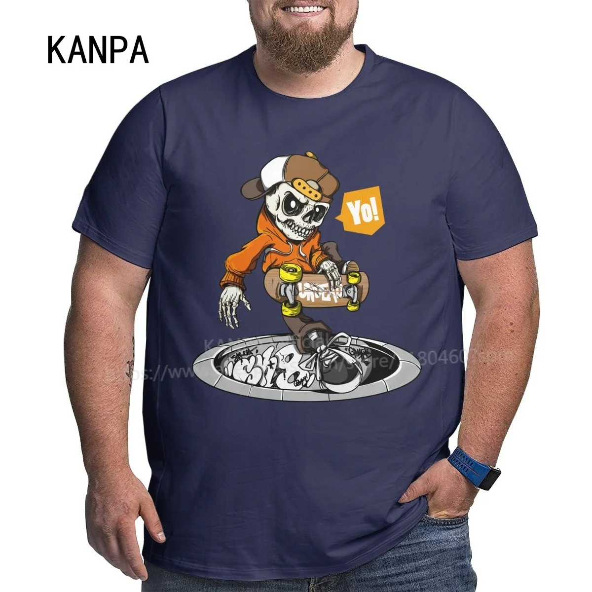 Kanpa 100% Cotton Astroworld Skull T Shirts for Big Men Pattern Clothing Workout Tops Oversized T-shirt Plus Size | Мужская одежда