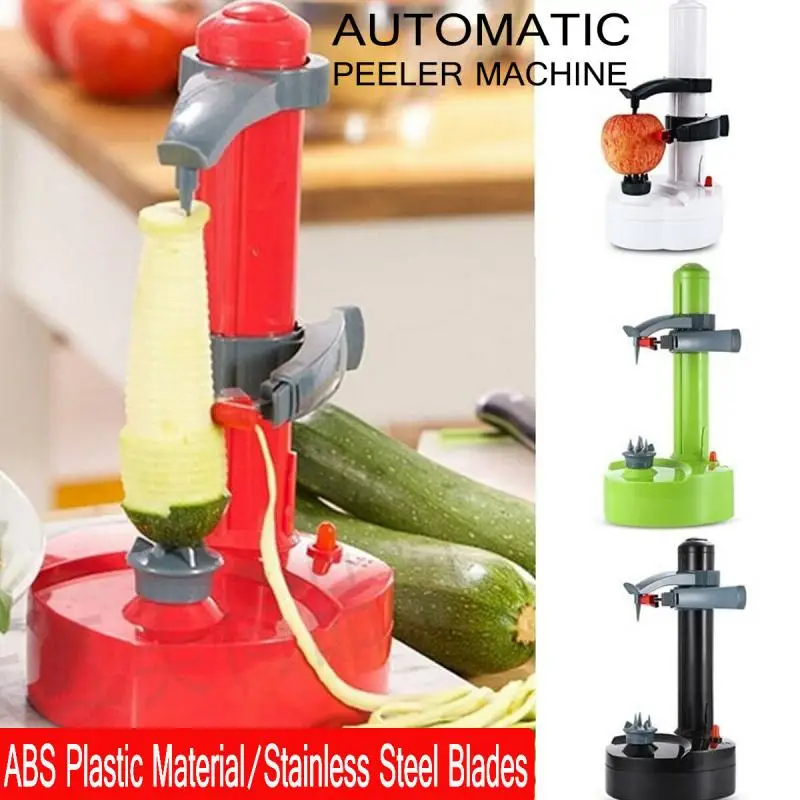 

1PC New Electric Spiral Apple Peeler Cutter Slicer Fruit Potato Peeling Automatic Battery Operated Machine For Kitchen Utensil