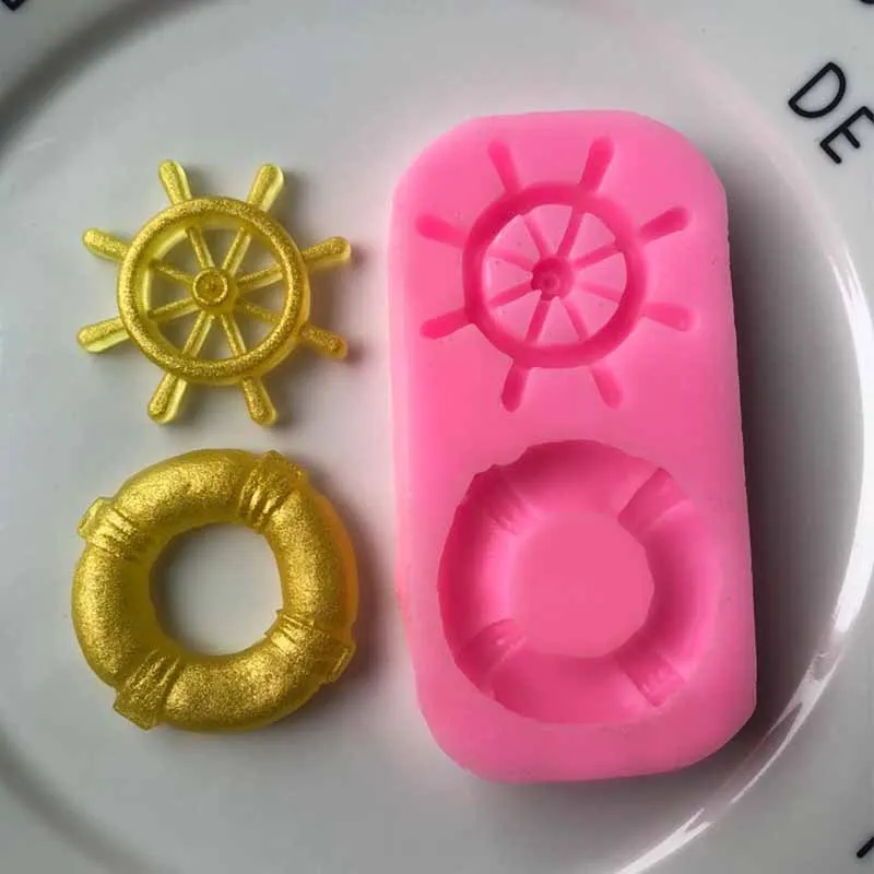 

Руль спасательный круг силиконовый Мобильный телефон эпоксидная форма океан мир мягкая гончарная форма XGY-84