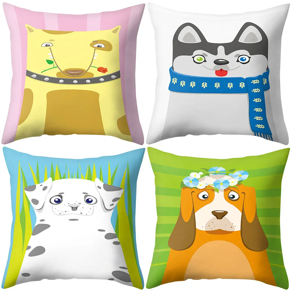 Pillowcase Cushion Cover 45*45 Animal Dog Bear Print Sofa Decorative Cushions Pillow Cases Polyester Home Decor Covers | Дом и сад