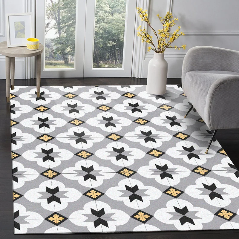 

Simple Fashion Modern Geometry Black-and-white Gray-yellow Small Flower Door Cushion Bedroom Living Room Carpet Kitchen Mat