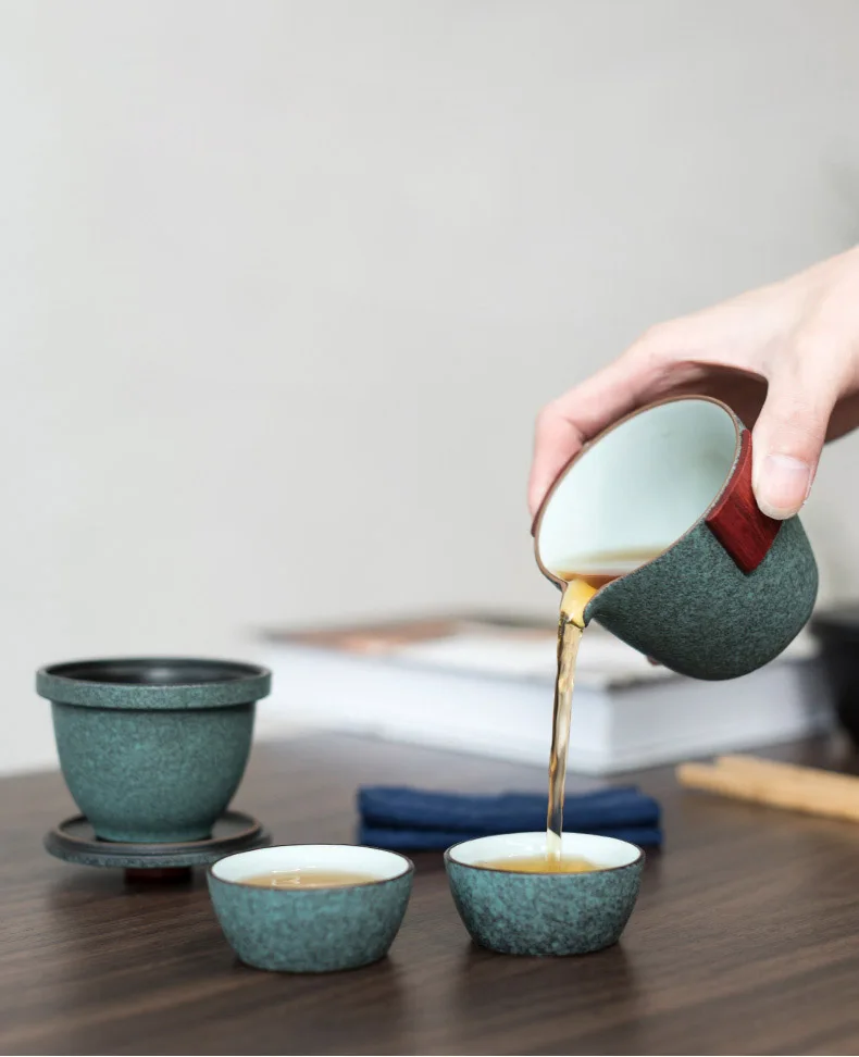 LUWU керамический чайник Gaiwan с 2 чашки и чайные наборы цзялэ(Портативный Путешествия Чайный сервиз с дорожная сумка