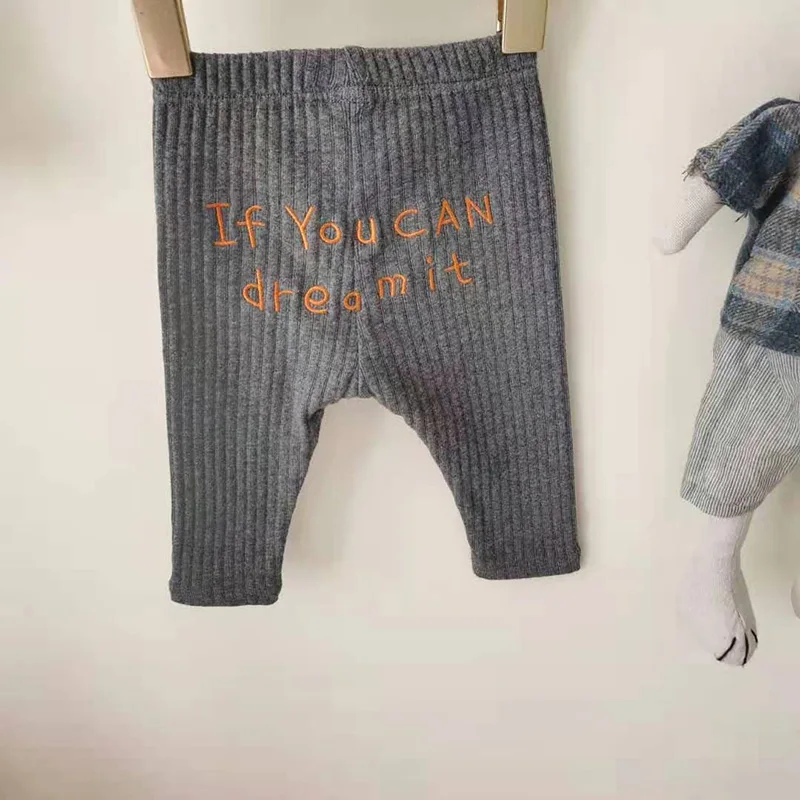 

MILANCEL 2021 Baby Pants Letter Embroidery Toddler Boys Trousers Striped Girls Leggings