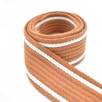 1 5 inch webbing brown white striped webbing fabric belt canvas dog collar webbing knit tape key fob ribbon trim 38mm width