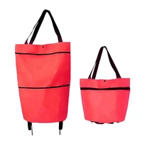 reusable shopping pull cart trolley bag with wheels folding shopping bags grocery bags food organizer vegetables bag