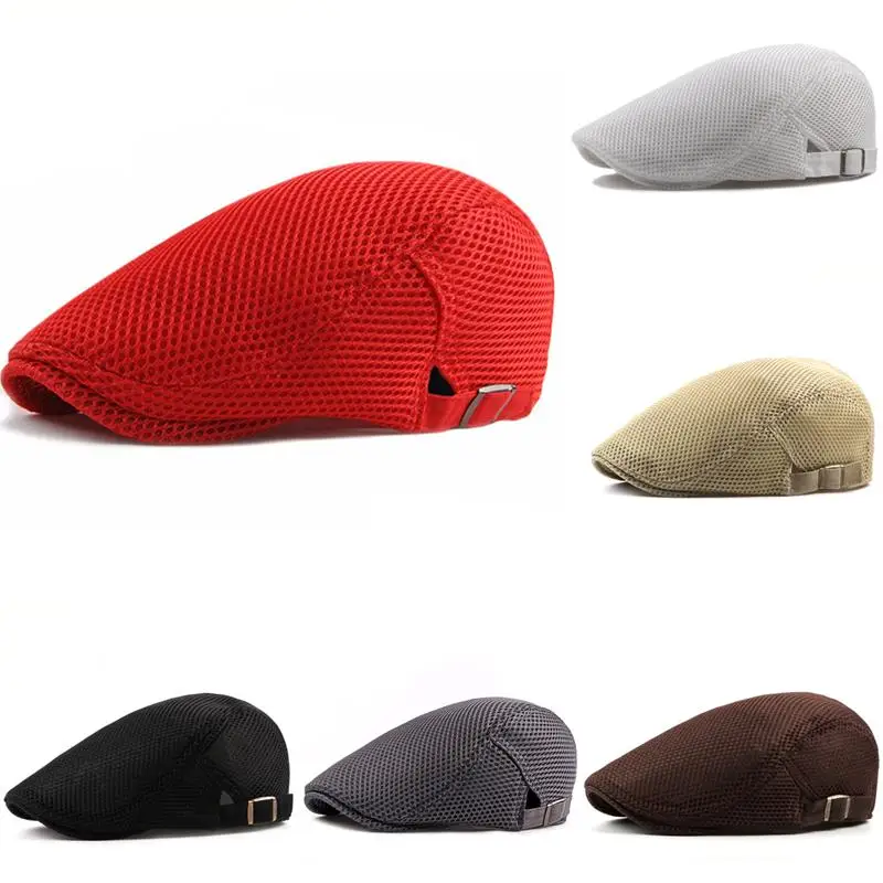 

Breathable Grid Beret Korean Style Men Peaked Caps Outdoor Mesh Sun Hats Beanies