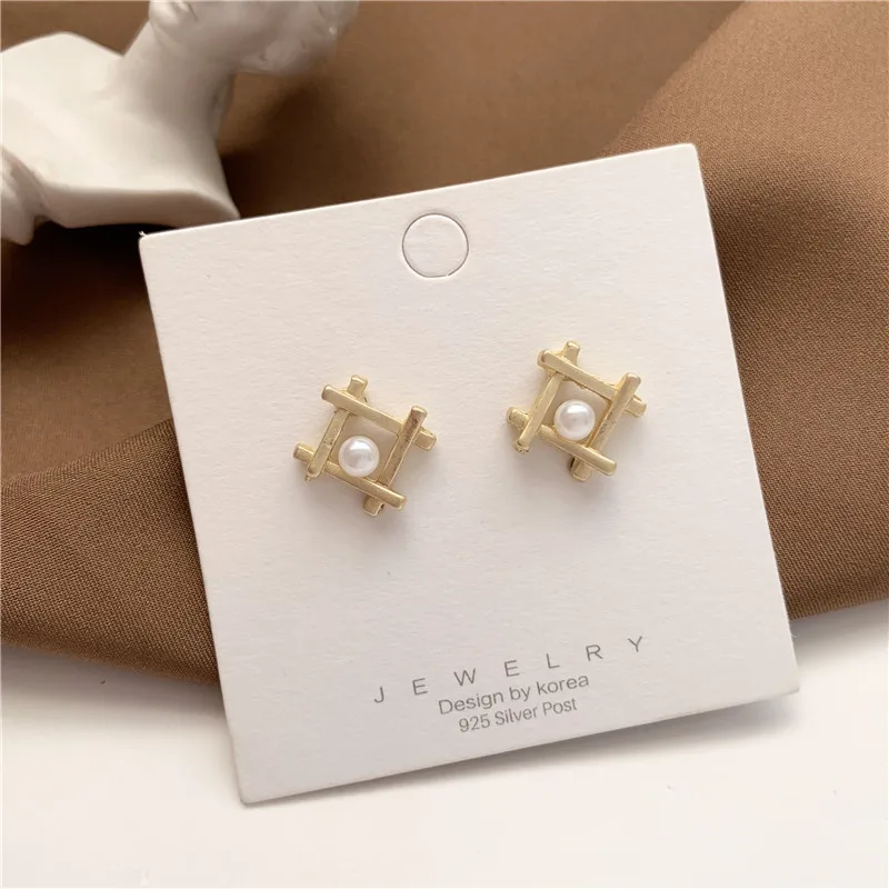 Новинка 2020 корейские простые изысканные Геометрические Квадратные жемчужные