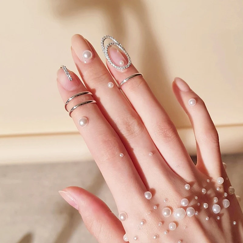 

Rhinestone Hollow Metal Fashion Fingertip Nail Shiny Ring Women's Accessories 1 Pcs