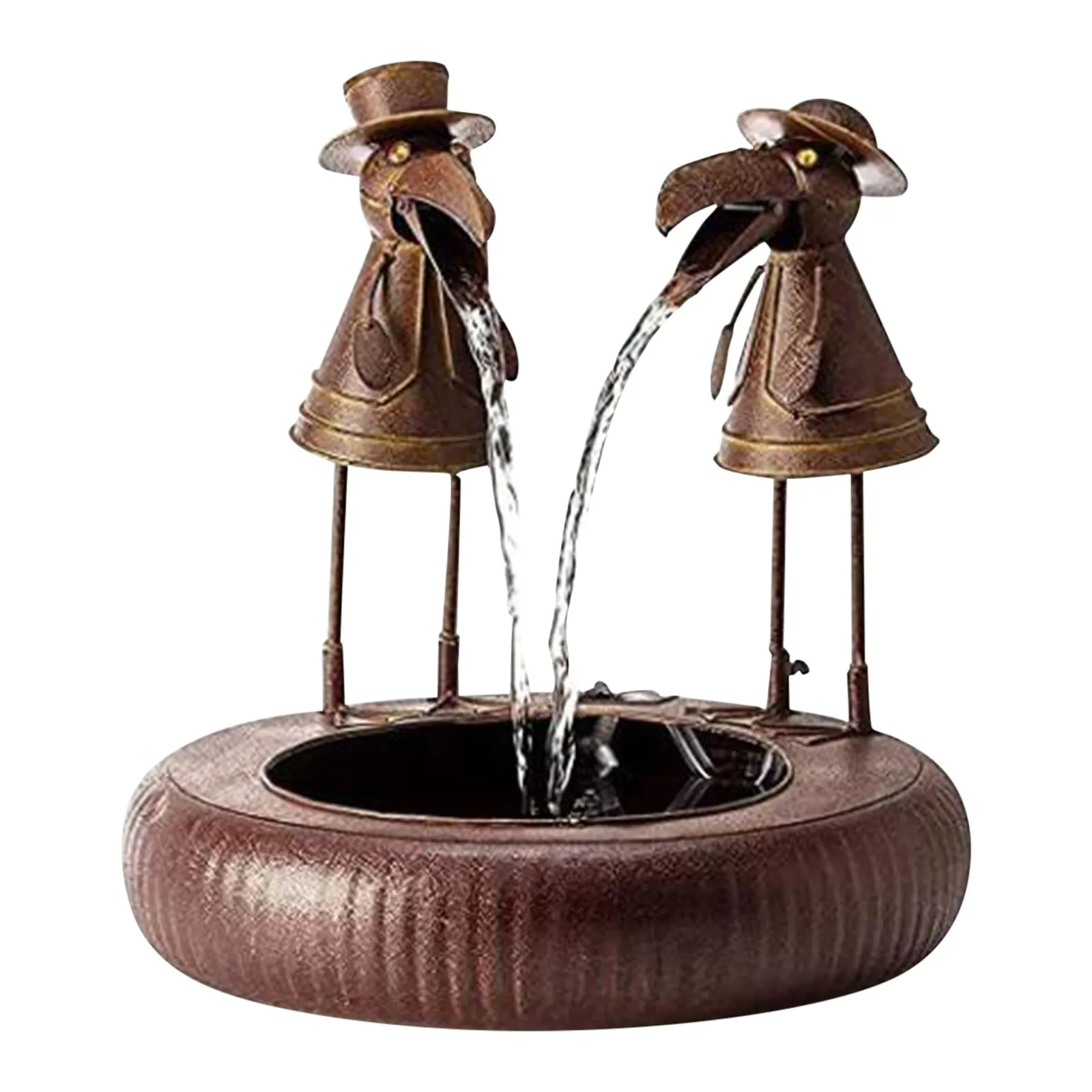 

Metal Toucan Fountain Courtyard Art Decoration Funny Resin Crow Water Statue Outdoor Water Fountain For Garden Miniatures