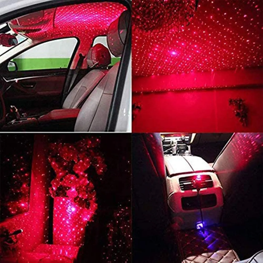

USB night light car ceiling light red starry sky projection flexible suitable for all car decoration lights plug 360 degree