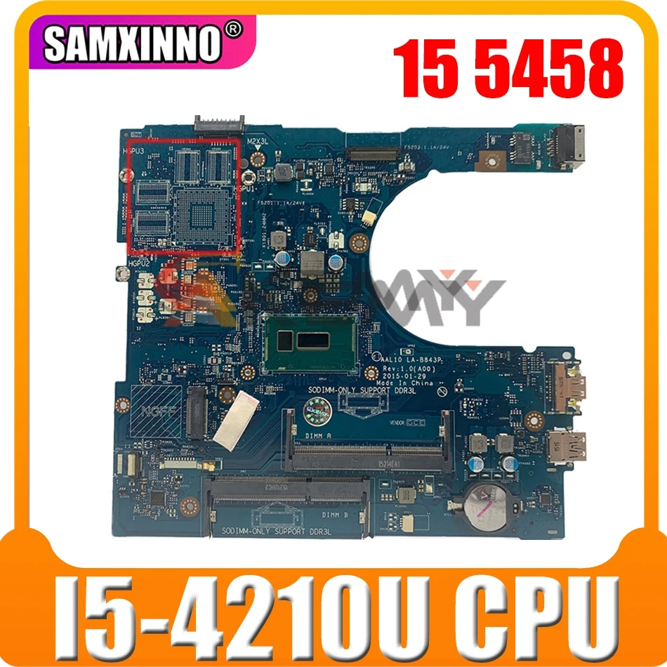 

Original Laptop motherboard For For DELL Inspiron 15 5458 5558 5758 Core I5-4210U HDMI Mainboard CN-00HJC9 00HJC9 AAL10 LA-B843P