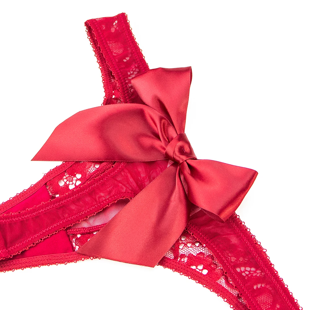 

Varsmiss Lace Big Bow Beautiful Thongs Breathable Woman Panties 3 PCS /Lot