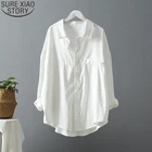 Модные свободные однотонные женские рубашки, женская модная блузка, новинка сезона весна-осень 2022, белые женские блузки с длинным рукавом, топы 6720