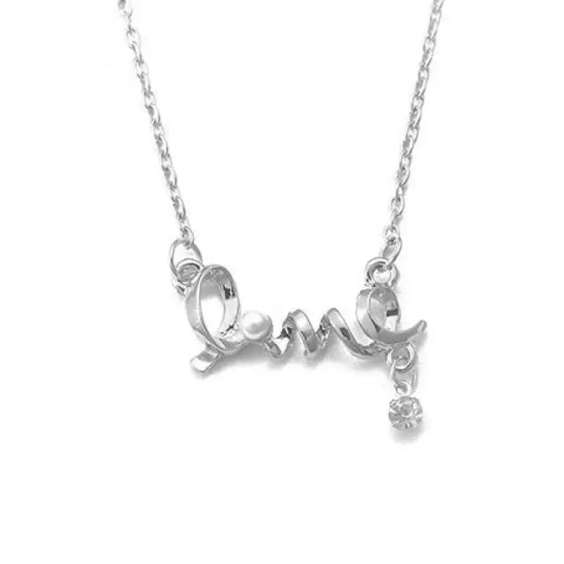 

Love Letters Necklace Imitation Pearl Zircon Wild Gold Silver Color Necklace For Women Necklaces & Pendants Jewelry Choker Colar