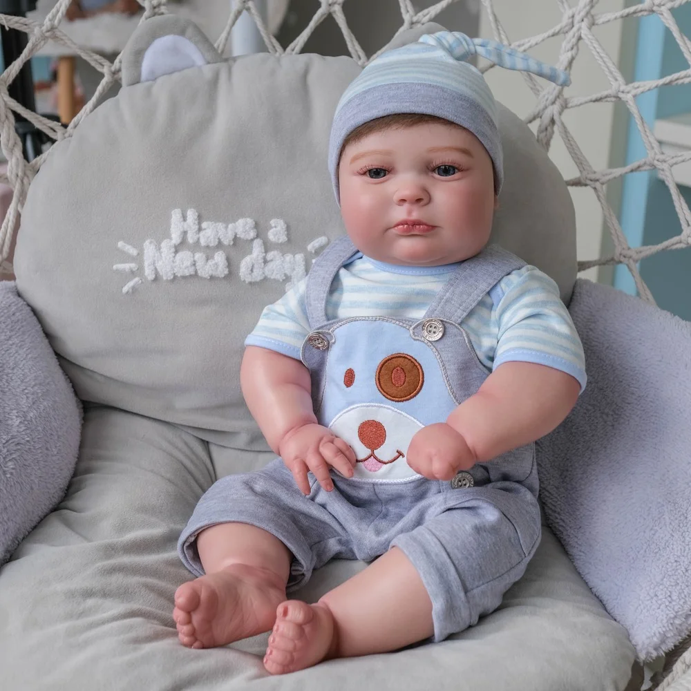 

Кукла реборн силиконовая полноразмерная с утопленными волосами, 50 см, 100%