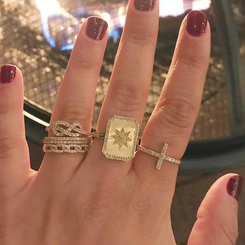 2021 Лето Трендовое Золотое заполненное проложенное AAA cz Сверкающее открытое