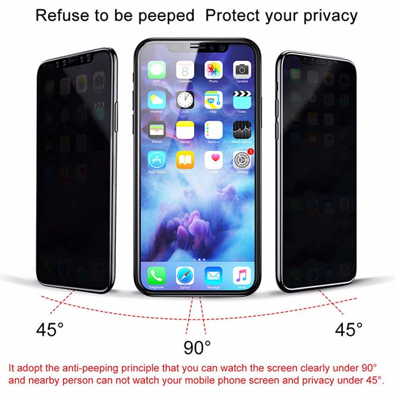 Полу антишпионская защита для экрана IPhone 12 Mini 11 Pro Max X XS XR частное стекло 7 8 6S Plus