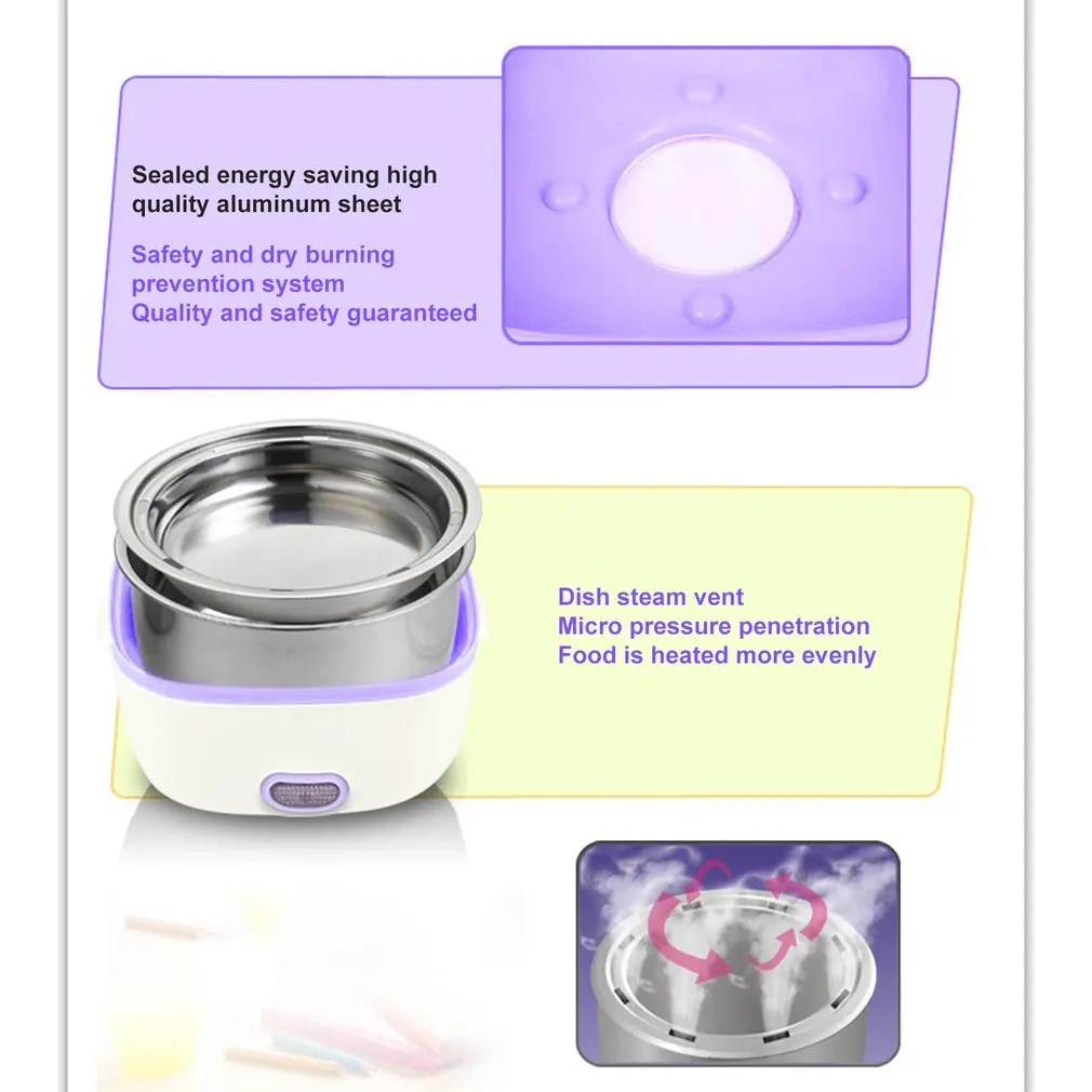 1L Multi-functional Electric Lunch Box 110/220V/Car EU/US Plug Food-Grade Mini Food Container Warmer For Dinnerware Sets |