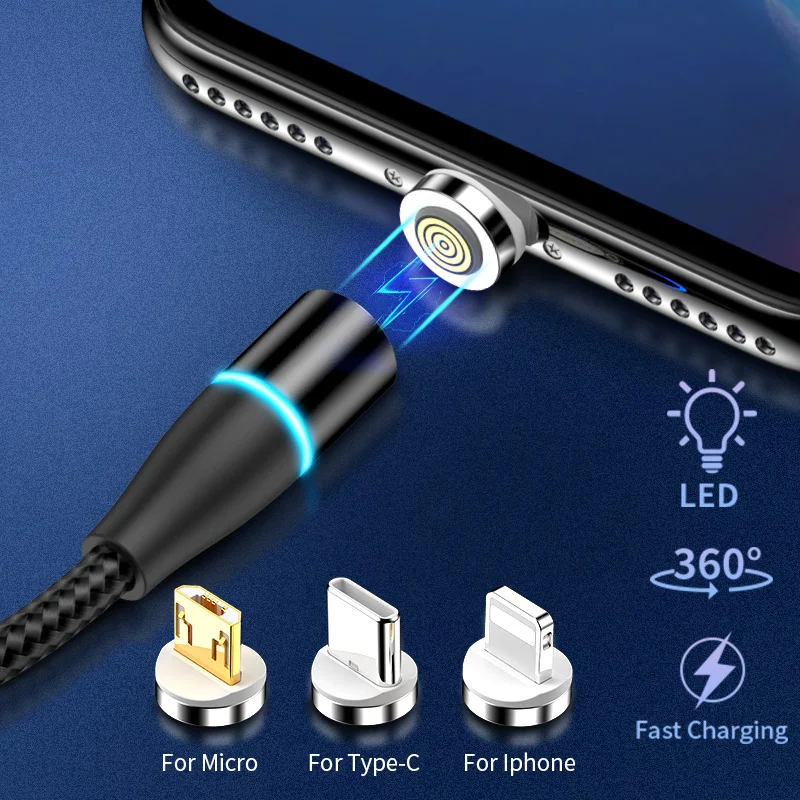 Магнитное зарядное устройство Micro USB кабель type C 3A кабель для быстрой зарядки телефона Магнитный кабель для передачи данных для Iphone кабель для зарядного устройства кабель для телефона Android
