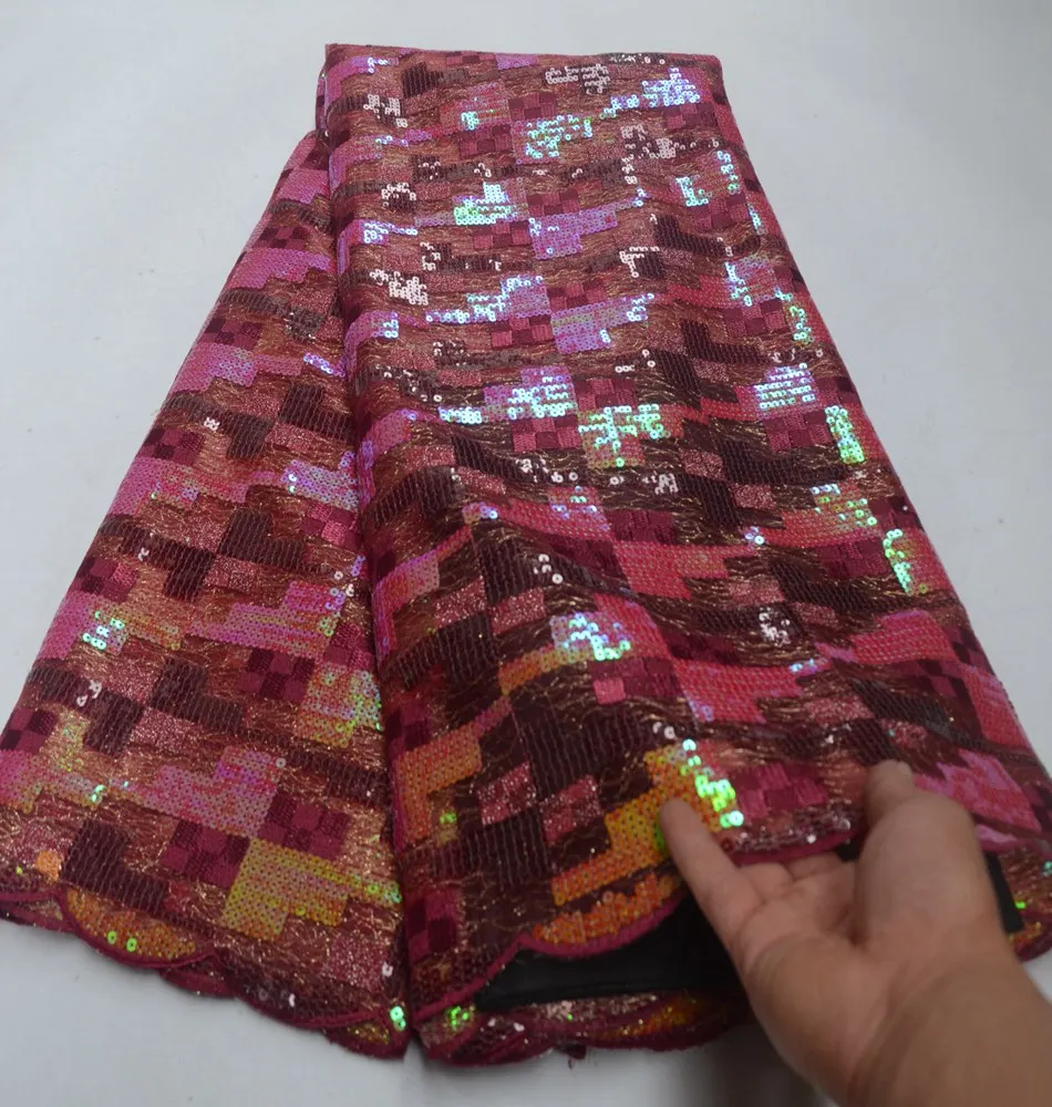 

Newest Nigerian Net Sequins Organza Lace Fabric 2019 High Quality African French Tulle Lace Fabrics For Party Dress TS8697
