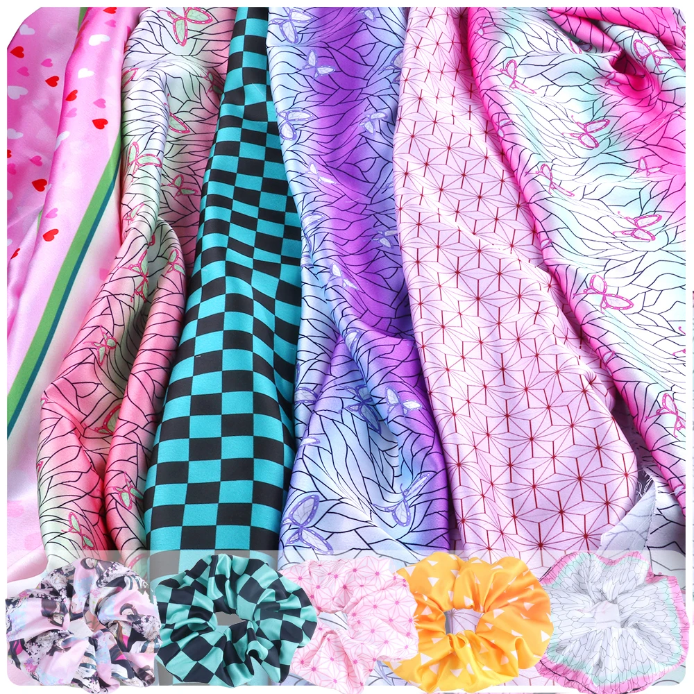 Шелковый атласный креп-строчка с принтом для платья пижамы домашнее пикантное