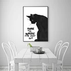 Постер в скандинавском стиле, черно-белая Настенная картина с изображением кошки, цитаты, Настенный декор, картина с изображением милой кошки, дома, где есть кошка